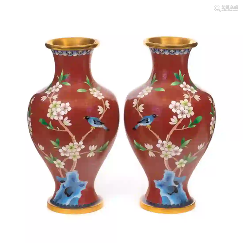 Mirror Image Chinese Cloisonne Vases