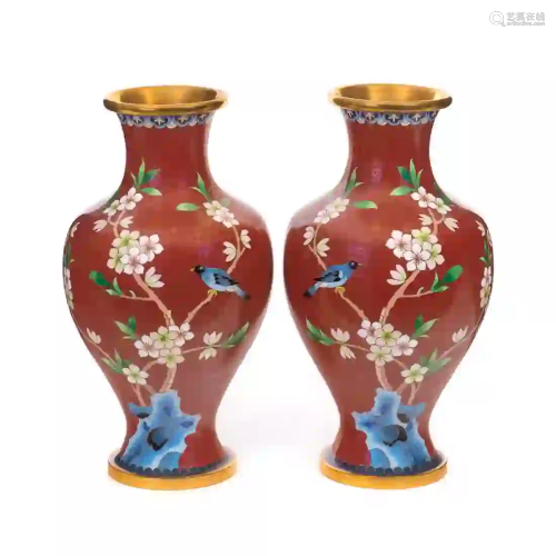 Mirror Image Chinese Cloisonne Vases