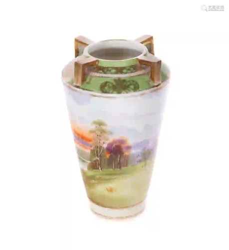 Hand Painted Nippon Scenic Vase