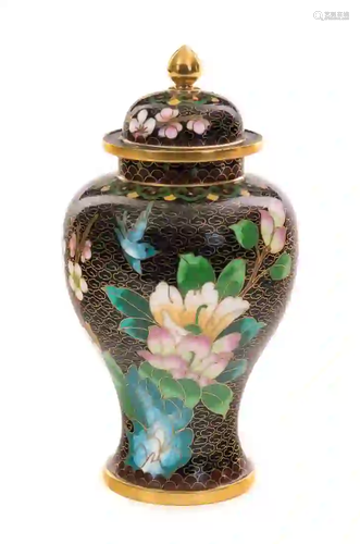 Chinese Cloisonne Cherry Blossom Urn