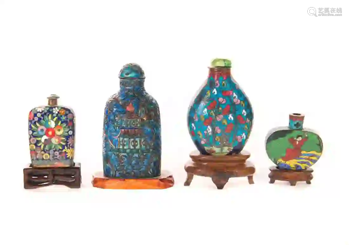 4 Cloisonne Snuff Bottles