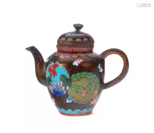 Japanese Cloisonne Aventurine Teapot