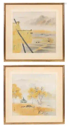 2 Artist Signed Japanese Watercolor's on Silk