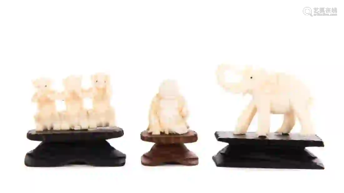 3 Miniature Okimonos Carvings