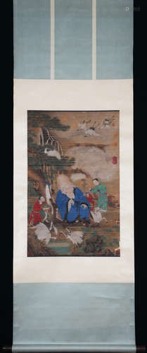 Chinese Ink And Color On Silk, Scroll Painting