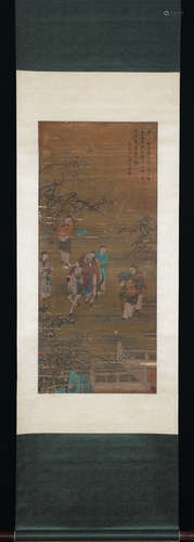 Chinese Ink And Color On Silk, Scroll Painting