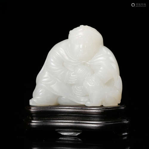 Chinese White Jade Carved Lohan