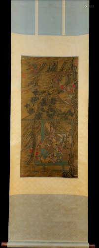 Chinese Ink And Color On Silk, Scroll Painting
