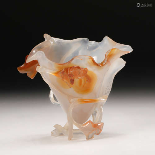 Chinese Agate Flower Vase