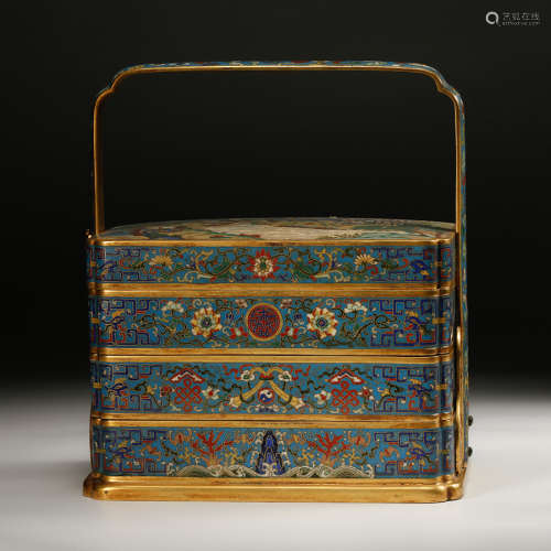 Chinese Cloisonne 4 Layer Stacked Box