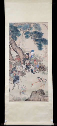 Chinese Ink And Color Scroll Painting