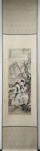 Chinese Ink And Color Scroll Painting