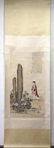 Chinese Ink And Color Scroll Painting