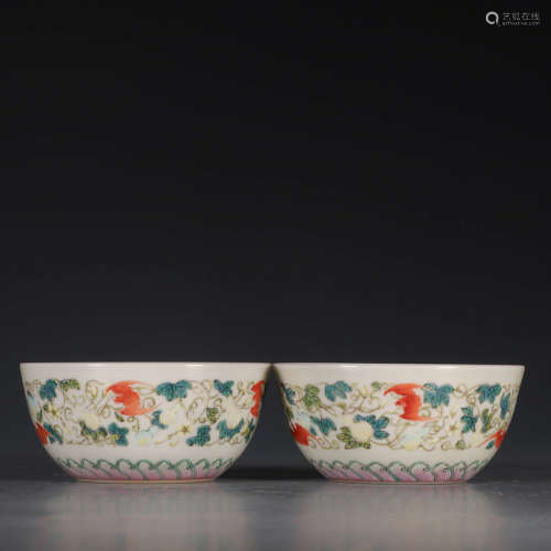 Chinese Famille Rose Porcelain Bowl, Pair