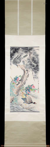 Chinese Ink And Color Scroll Painting