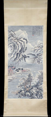 Chinese Ink And Color Scroll Painting