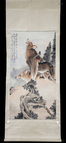 Chinese Ink And Color Scroll Painting