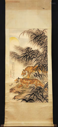 Chinese Ink And Color Scroll Painting