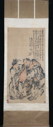 Chinese Ink And Color Scroll Painting