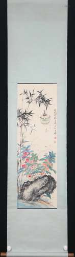 Chinese Ink And Color Scroll Painting