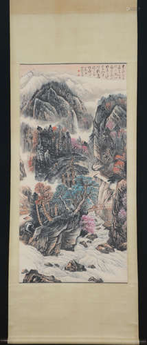 Chinese Ink And Color Scroll Painting