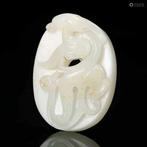 Chinese White Jade Plaque Pendant