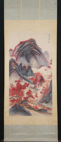 Chinese Ink And Color Scroll Painting