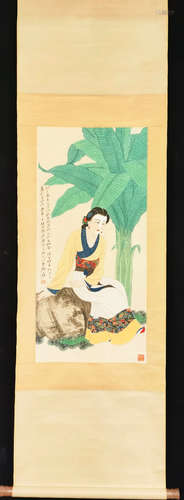 Chinese Ink And Color Scroll Painting, Zhang Daqia