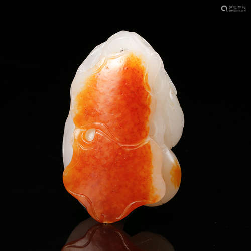 Chinese White Jade Pendant With Russet