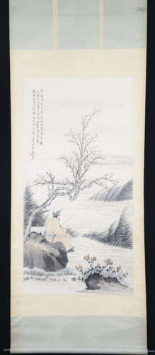 Chinese Ink And Color Scroll Painting, Zhang Daqia