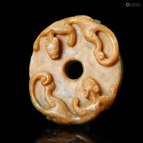 Chinese Jade Chilong Bi Disk