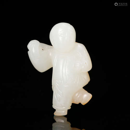 Chinese White Jade Carved Boy