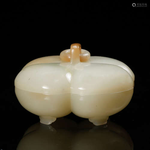 Chinese Celadon Jade Carved Cover Box