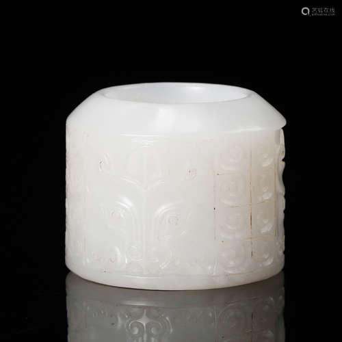 Chinese White Jade Thumb Ring