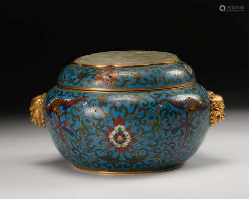 Chinese Cloisonne Foliage Cover Censer