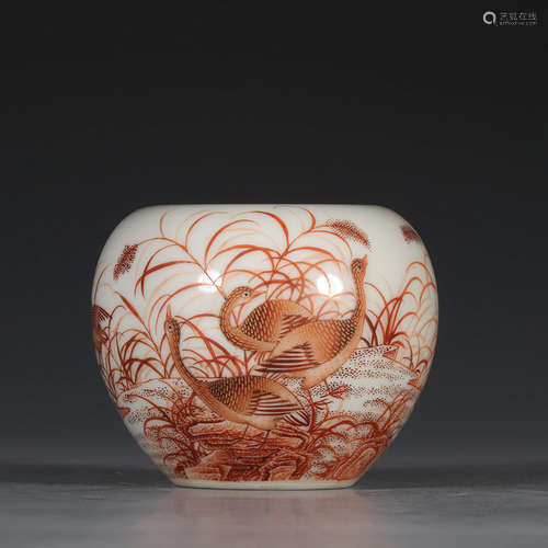 Chinese Iron Red Glazed Porcelain Brush Washer