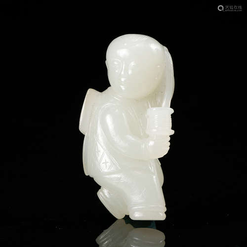 Chinese White Jade Carved Boy