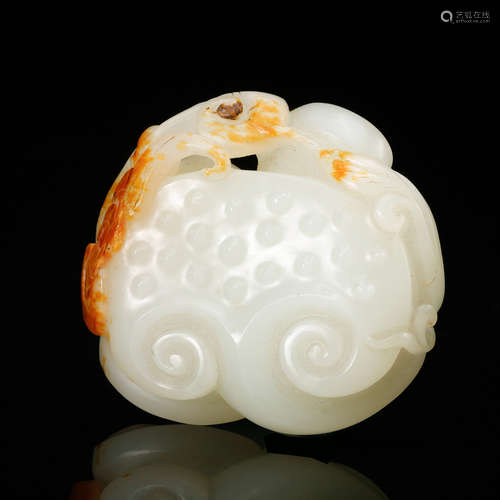 Chinese White Jade Carved Lingzhi