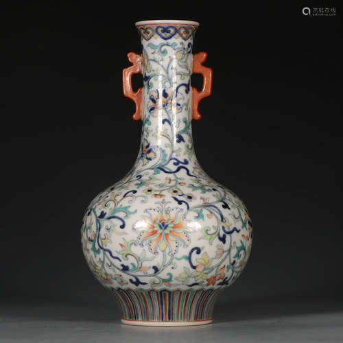 Chinese Doucai Ruyi Ear Porcelain Vase