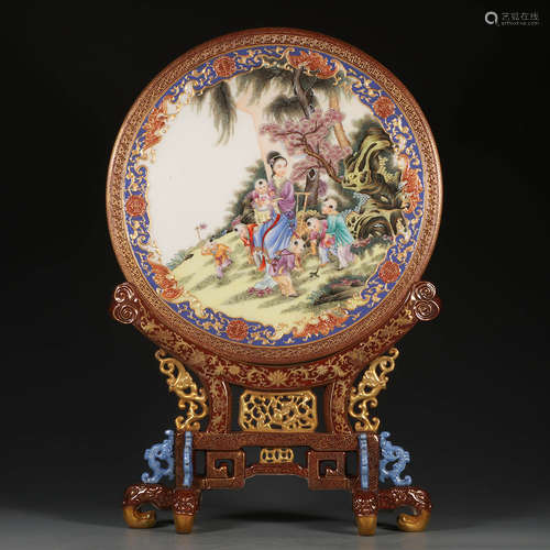 Chinese Enamel On Porcelain Table Screen