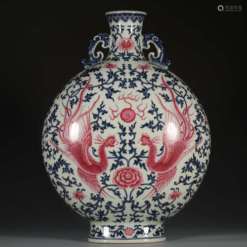 Chinese Blue White Phoenix Porcelain Vase