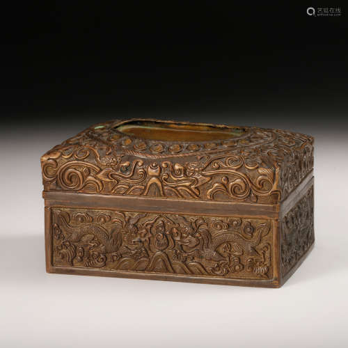 Chinese Bronze Jewelry Cover Box