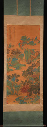 Chinese Ink And Color On Silk, Scroll Painting