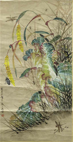 中国字画  花虫图