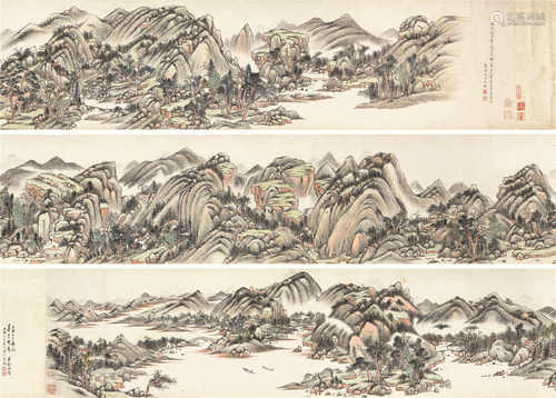 秦祖永（1825-1884） 层峦叠翠图 手卷 设色纸本