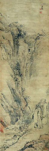 高其佩（1660-1734） 山水人物 镜芯 设色纸本