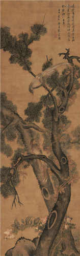 戴文进（1388-1462） 双禽对语图 立轴 设色绢本