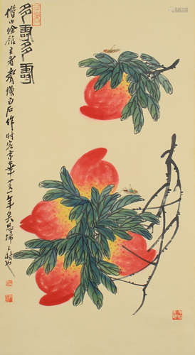 Chinese Painting Of Longevity Peaches