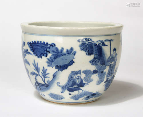 Chinese Blue White Figure Story Porcelain Jar