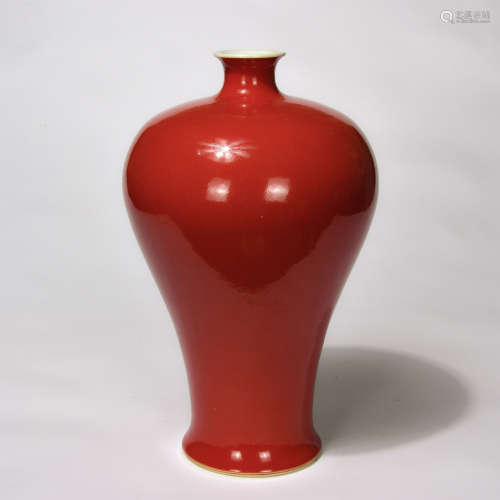Chinese Bright Red Glaze Porcelain Meiping